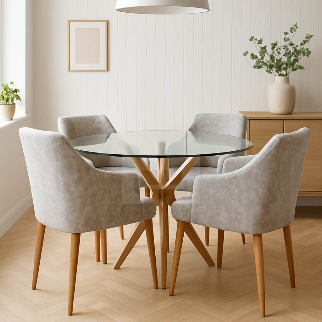 Comedor Burdeos 4 Sillas Gris