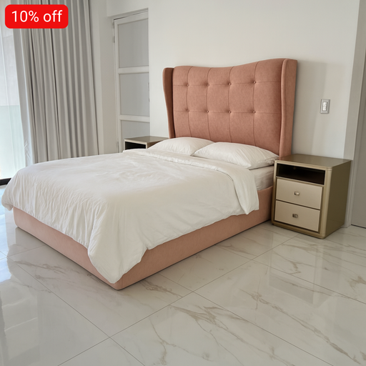 [BC-096719] Cama Adriana Tapizada 2 Plazas Coral